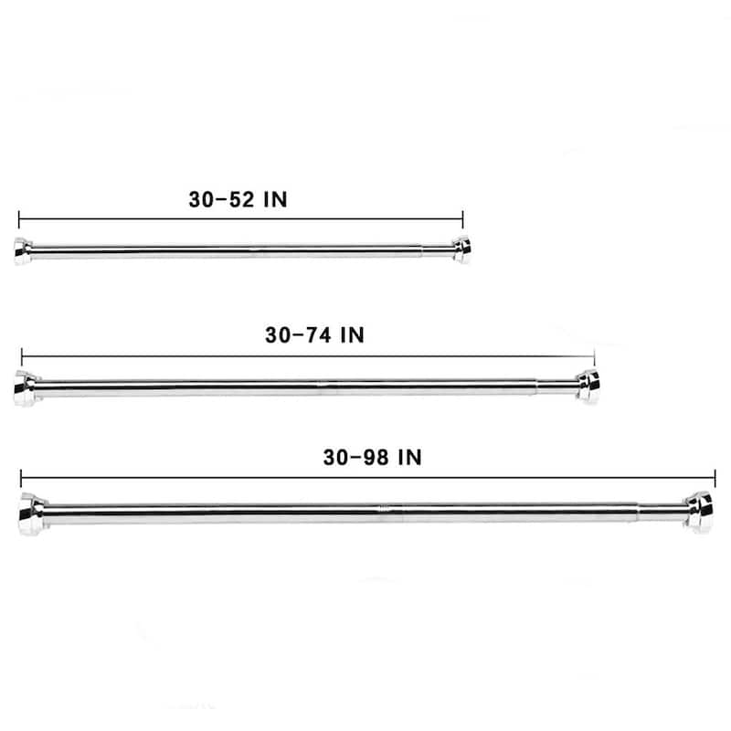 Shower Curtain Rod, Silver Adjustable Spring Tension Curtain Rod Bed