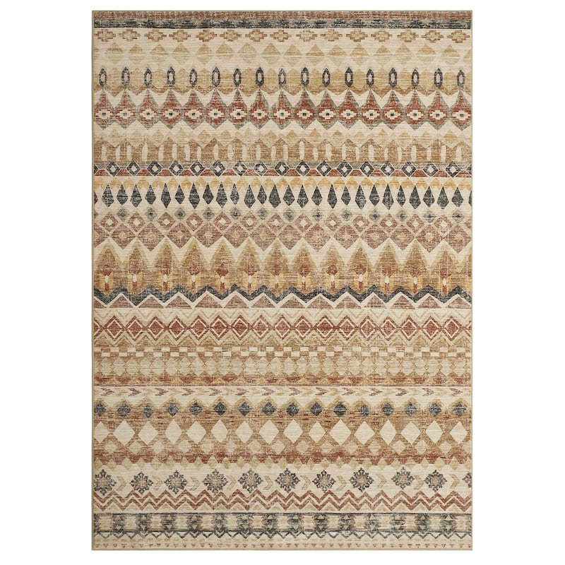 Garvee Boho Geo Low Pile Foldable Area Rug