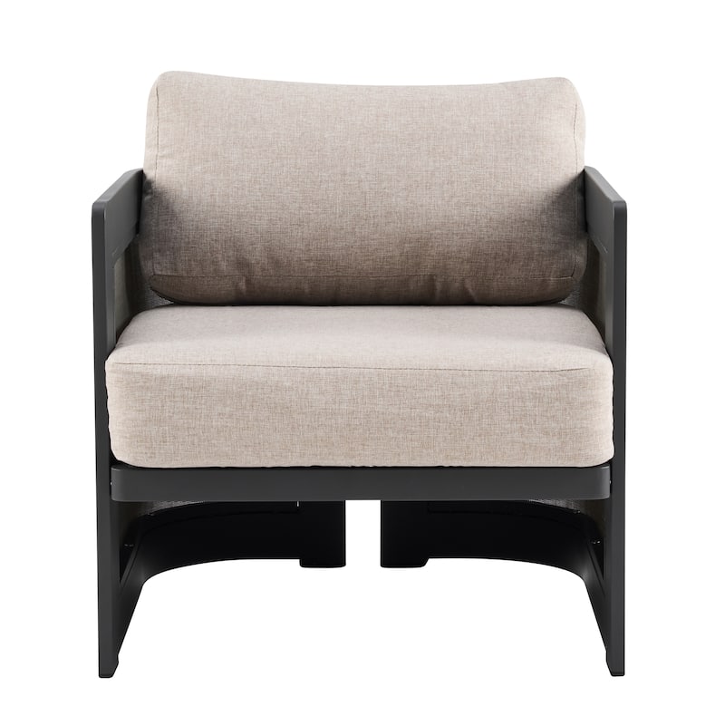 Christopher Knight Home - Aluminum 4-Piece Outdoor Conversation Seating Set with Mesh Panels and Olefin Cushions (No table)