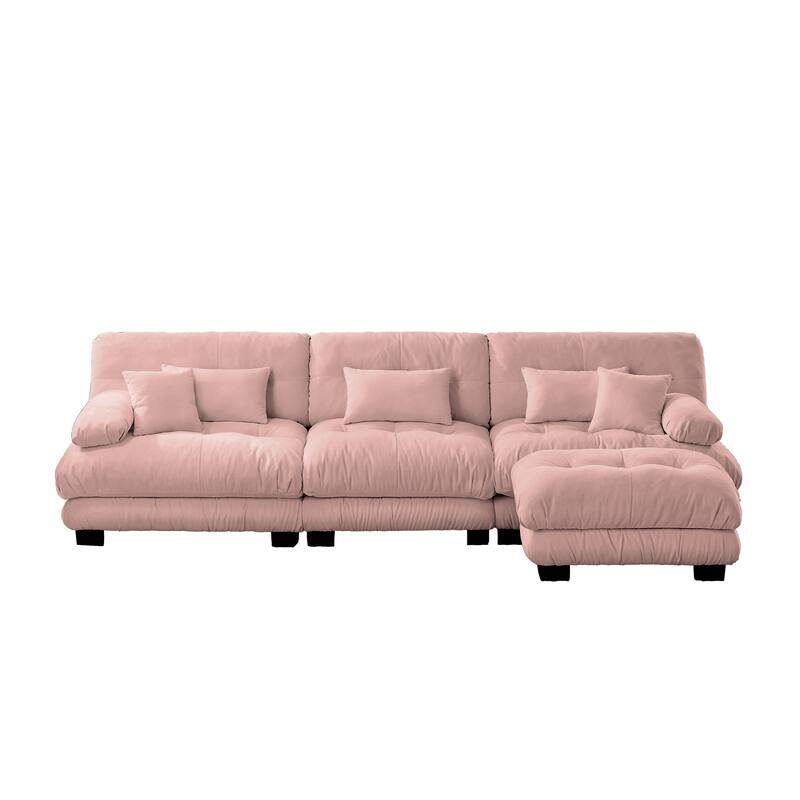 Oversized Upholstered Modular Sectional Couch, 133" L Shaped Deep Seat Sofa Set with Movable Ottoman for Living Room, Apartment
