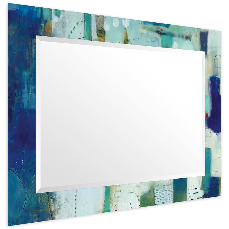 Crore Rectangular Beveled Mirror on Free Floating Printed Tempered Art Glass - Clear - 40" x 30"