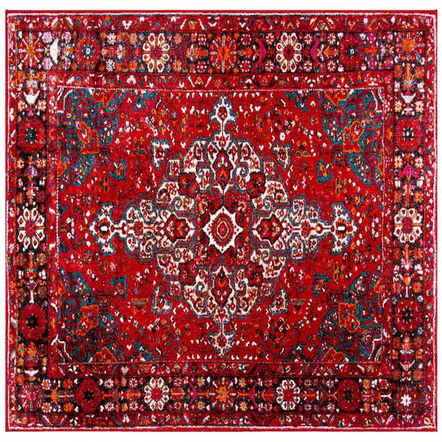 SAFAVIEH Vintage Hamadan Hayriye Traditional Oriental Rug - 6'7" x 6'7" Square - Red/Multi