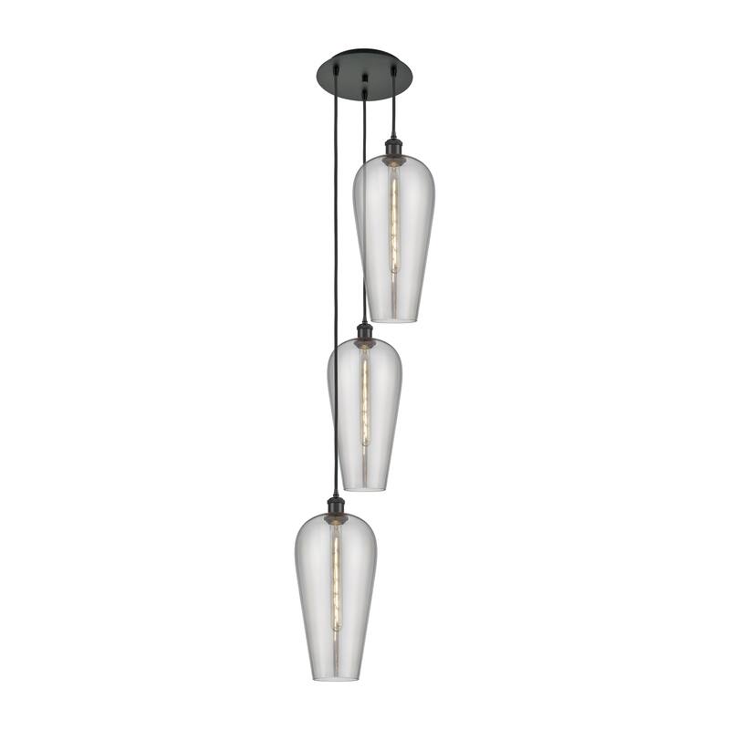 Innovations Lighting Endless Possibilities Ballston - Chelsea - 3 Light 15" Cord Hung Multi Pendant - Matte Black/Light Smoke