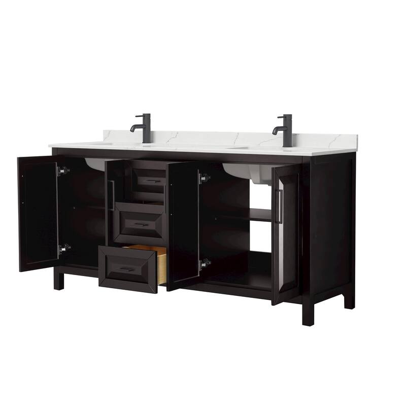 Daria 72-inch Double Vanity, Single Hole Quartz Top