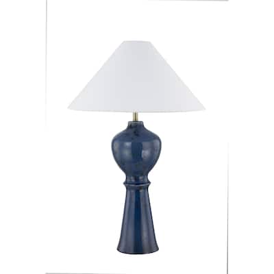 Elsie 31" Table Lamp with Linen Shade, Dark Blue (Set of 2)