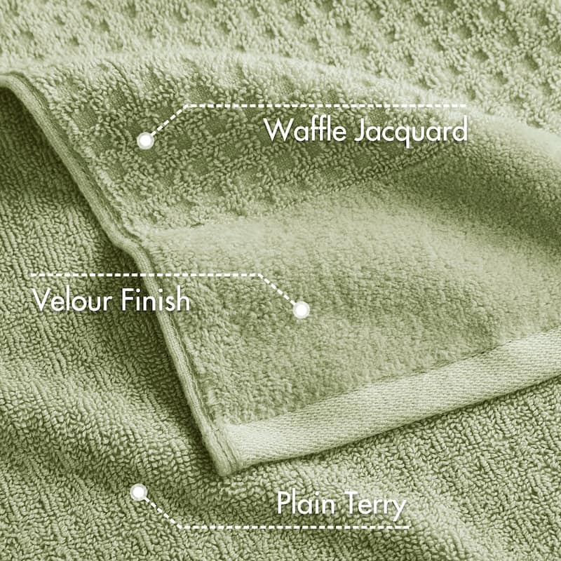 Madison Park Spa Waffle Cotton Waffle Jacquard Antimicrobial Bath Towel 6 Piece Set