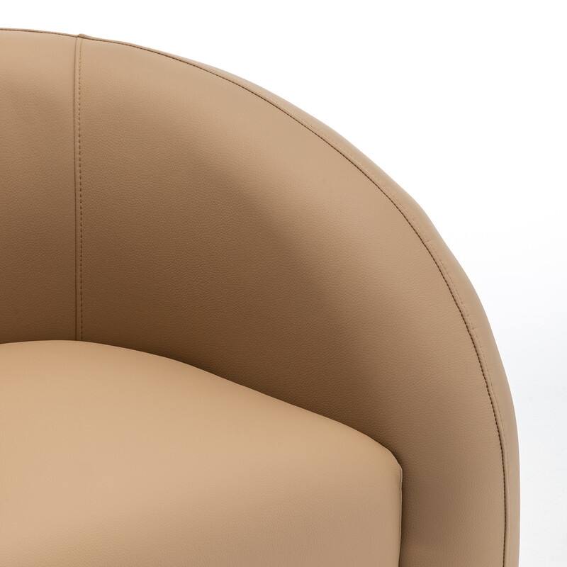 SEYNAR Modern Glam PU Leather 360 Degree Swivel Accent Armchair with Metal Base