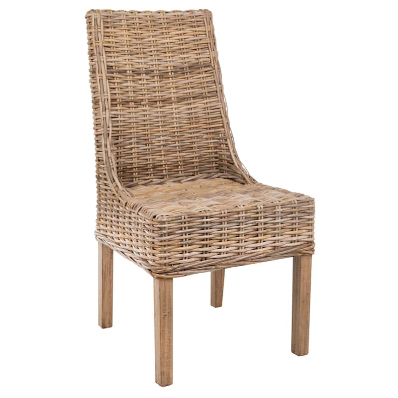 SAFAVIEH Charolette Indoor Wicker Brown Sloping Arm Chairs (Set of 2) - 20" x 24" x 39" - 20Wx24Dx39H