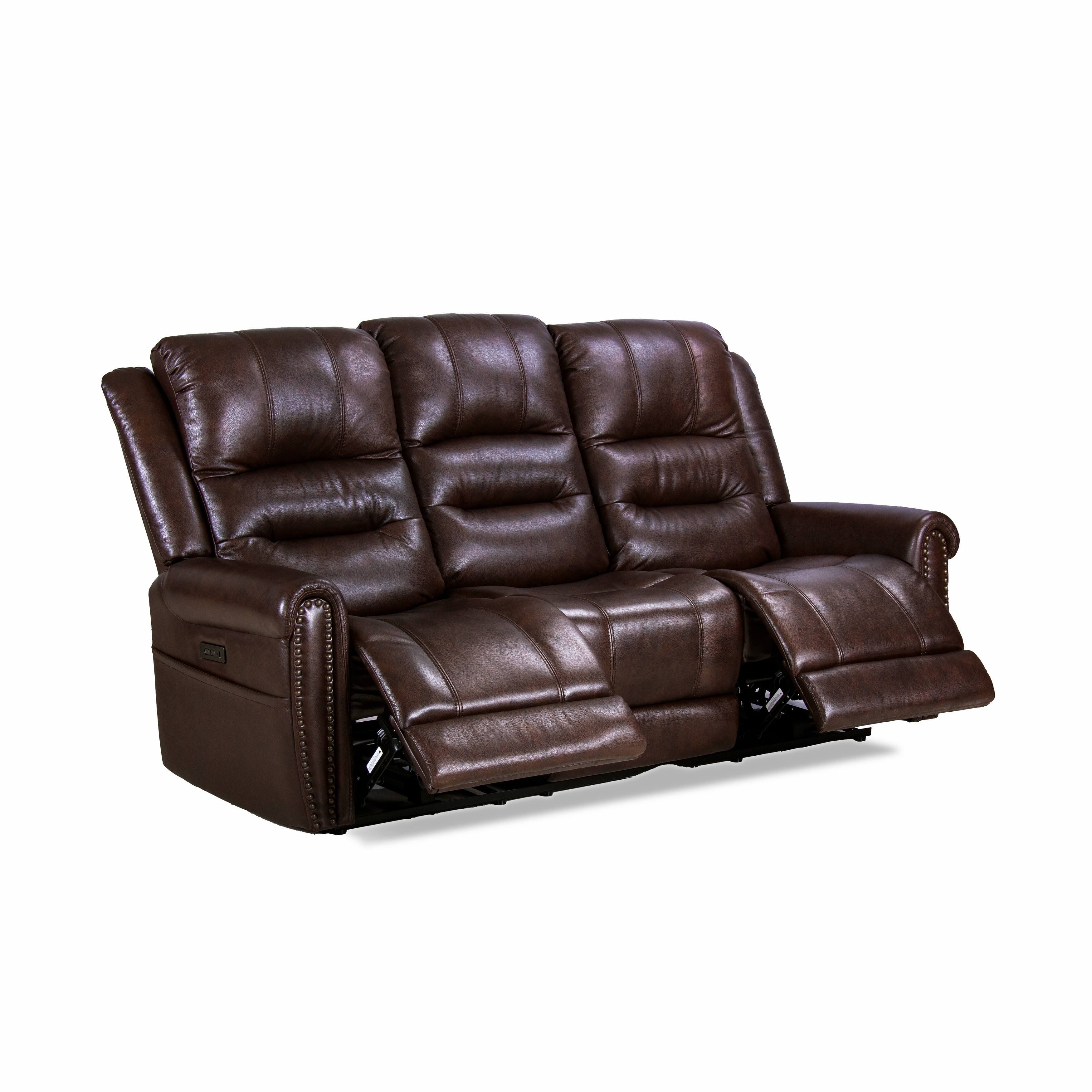 Brown Luxurious Genuine Leather Reclining Sofa with Premium Additions