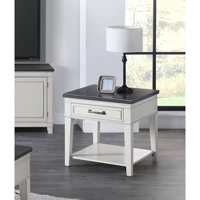 Del Mar 24" White and Grey 1-Drawer End Table