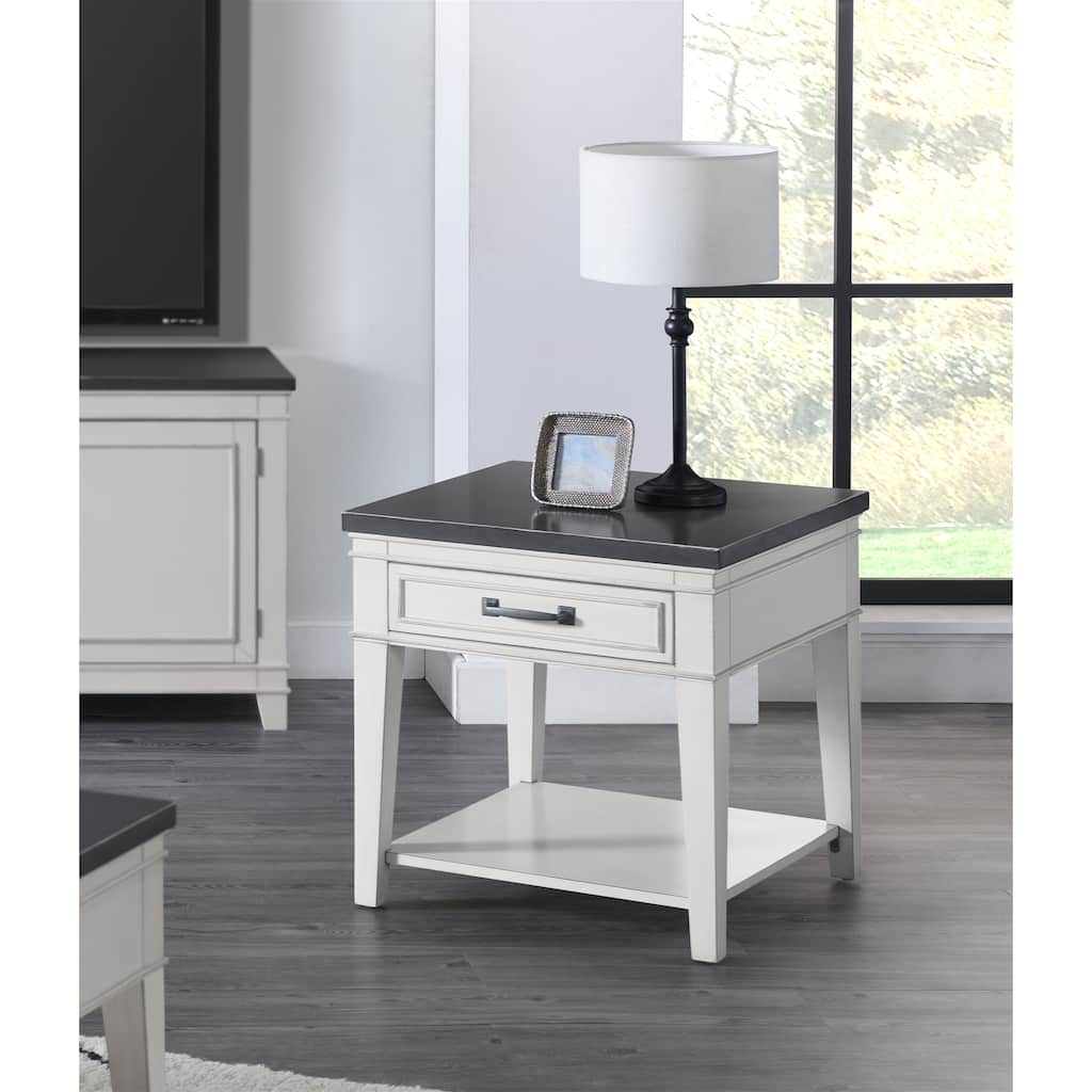 Del Mar 24" White and Grey 1-Drawer End Table