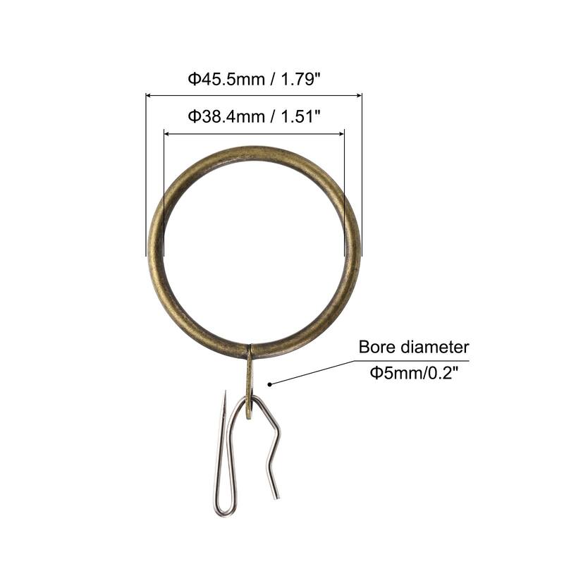 60pcs Metal Curtain Hook Rings with Pin-on Hooks - Bronze - 1.5-Inch