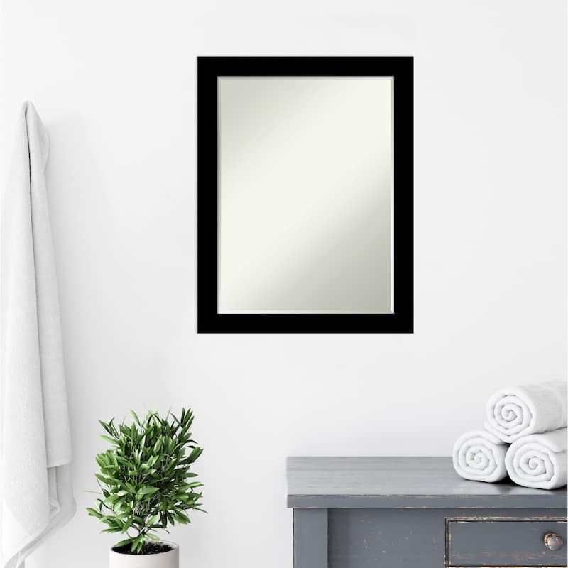 Basic Narrow Half-Inch-Bevel Wood Framed Bathroom Vanity Wall Mirror - Glass Size 18x24