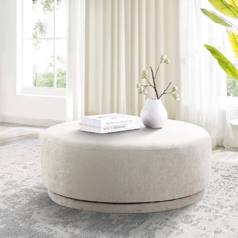 Pasargad Home Amalfi Swivel Base Round Ottoman