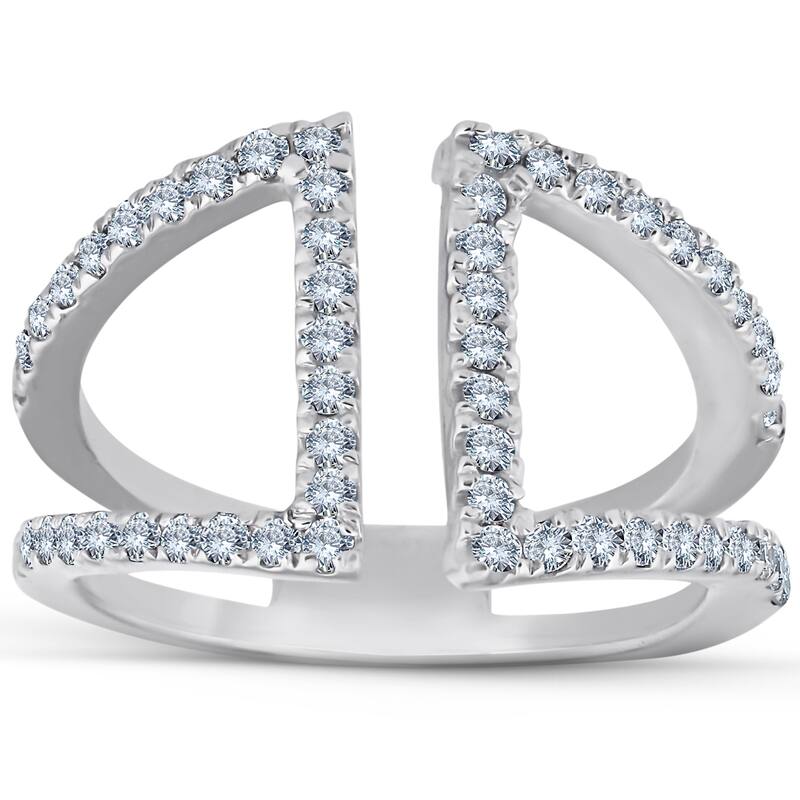 1/2ct Diamond Ring Open Fashion Right Hand Split Band White Gold