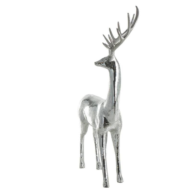 Copper or Silver Fiberglass Floor Reindeer Decorative Christmas Sculpture with Mosaic Pattern