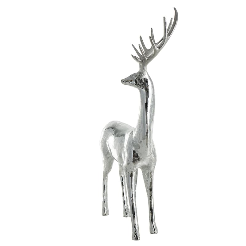 Fiberglass Reindeer Floor Decorative Christmas Sculpture with Mosaic Pattern - Copper or Silver - Roche River Decor