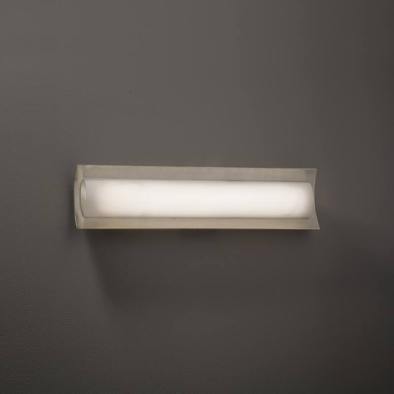 Justice Design Fusion Lineate 22-inch Brushed Nickel ADA LED Wall/ Bath Bar, Opal Shade