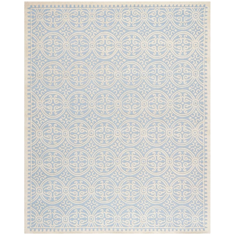 SAFAVIEH Handmade Cambridge Myrtis Moroccan Wool Rug - 11' x 15' - Light Blue/Ivory