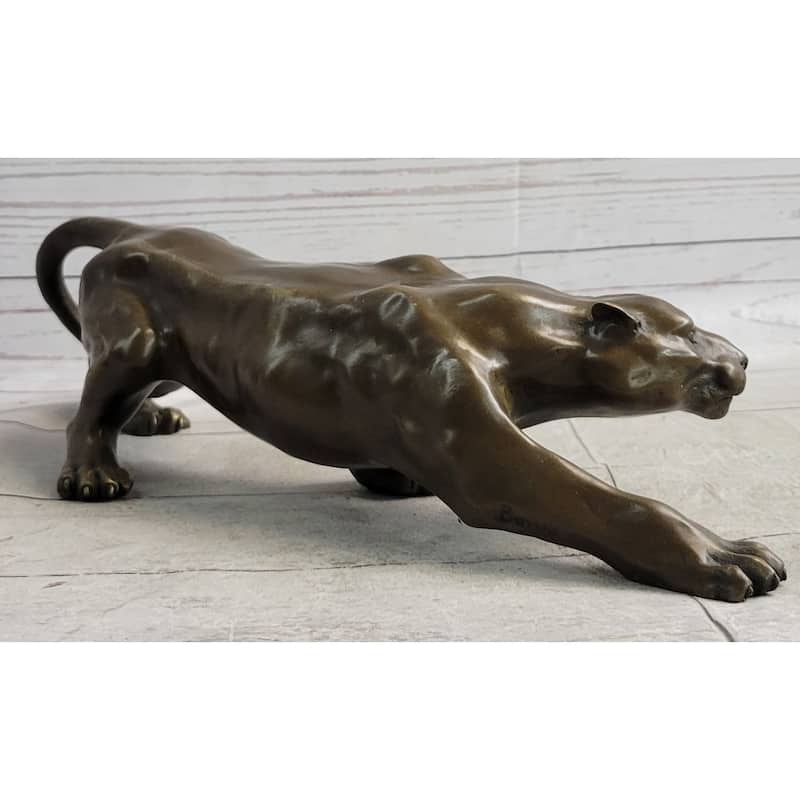 Bronze Metal Cougar Leopard Lion Panther Puma Statue Sculpture Figure 5 Inches X 15 Inches