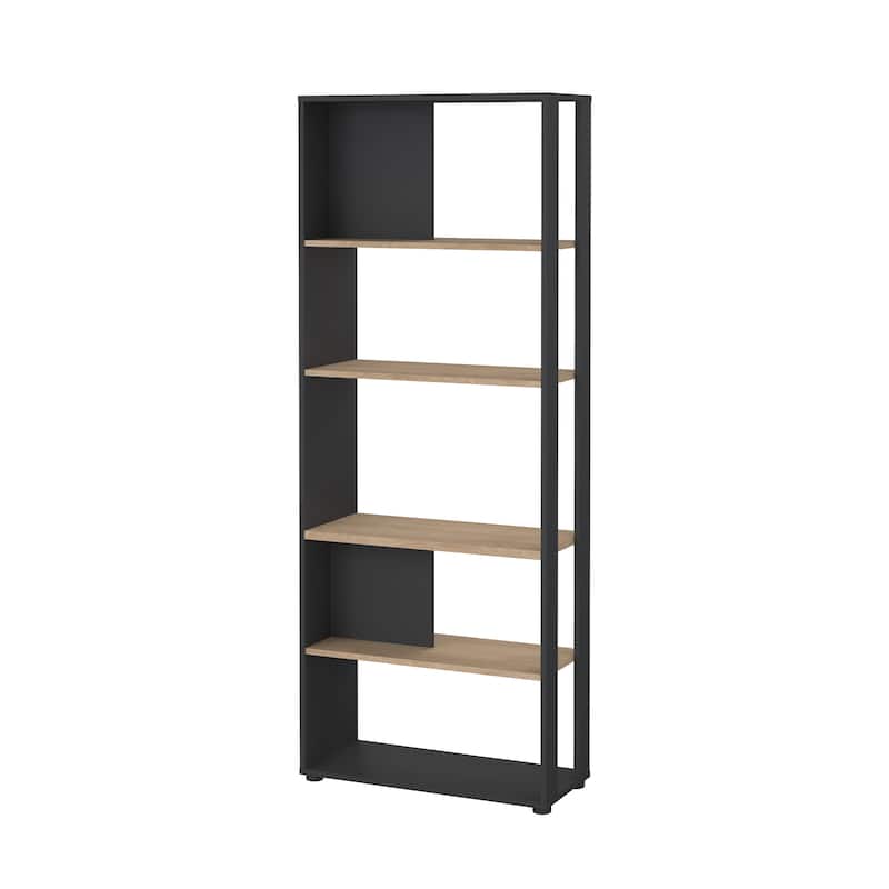 Carson Carrington Sign 5 Shelf Bookcase / Room Divider - Matte Grey/Jackson Hickory