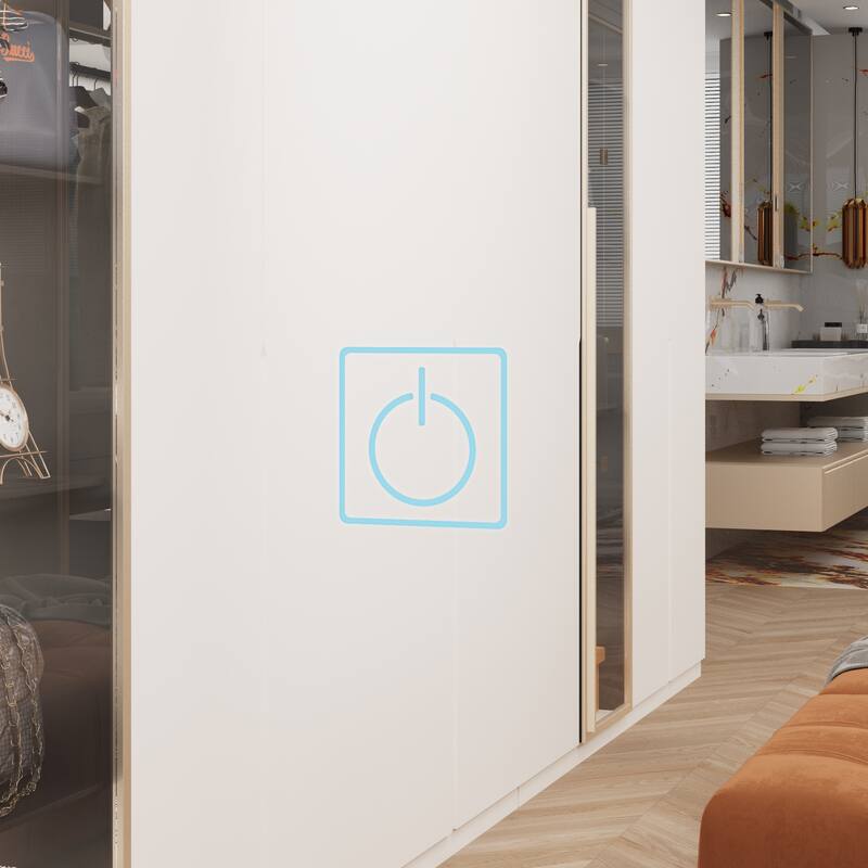 Sleek Storage Dresser with Ambient Mirror Lighting Makup Vanity Table