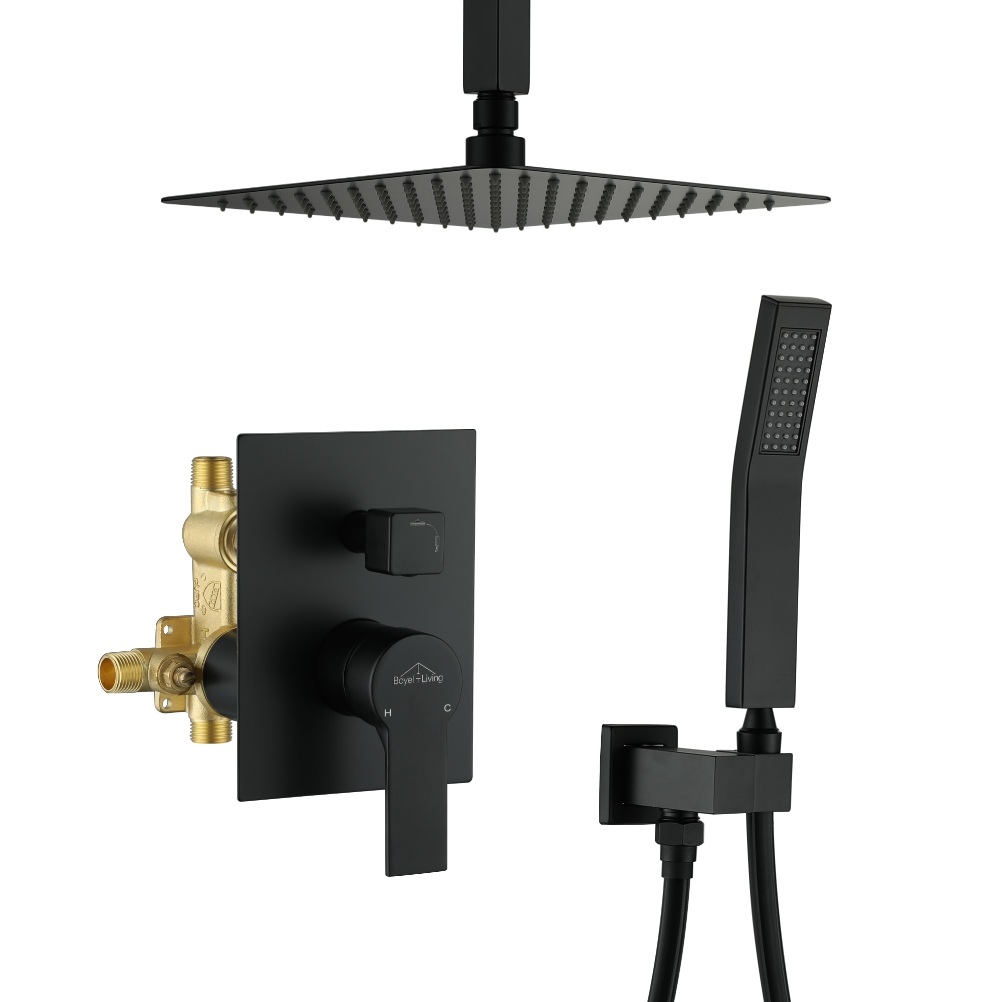 10 in. Ceiling Mount Dual Shower Heads with Pressure Balance Valve - 10"