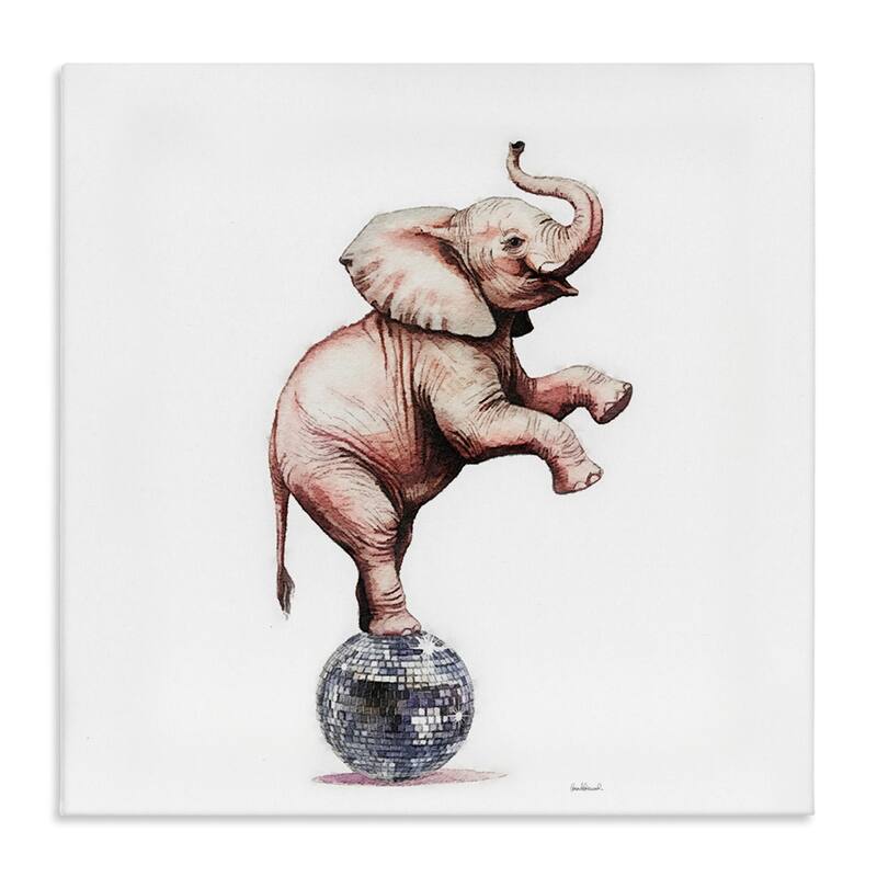 Stupell Elephant on Disco Ball Canvas Wall Art Design By Amanda Greenwood - 36 x 36