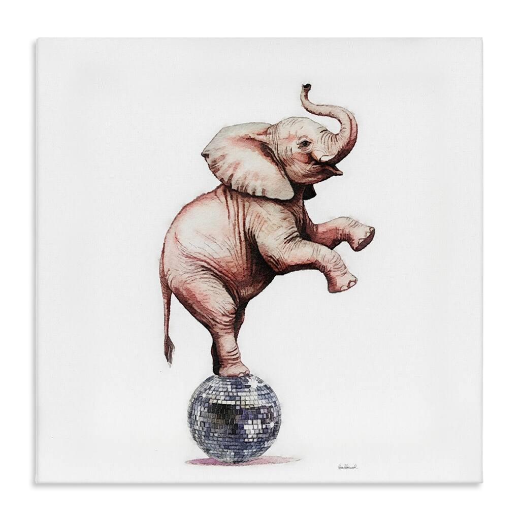 Stupell Elephant on Disco Ball Canvas Wall Art Design By Amanda Greenwood