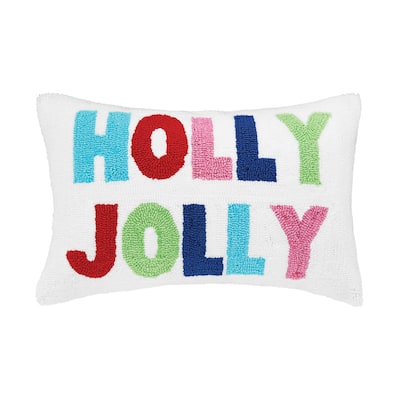 Holly Jolly Hooked Throw Pillow