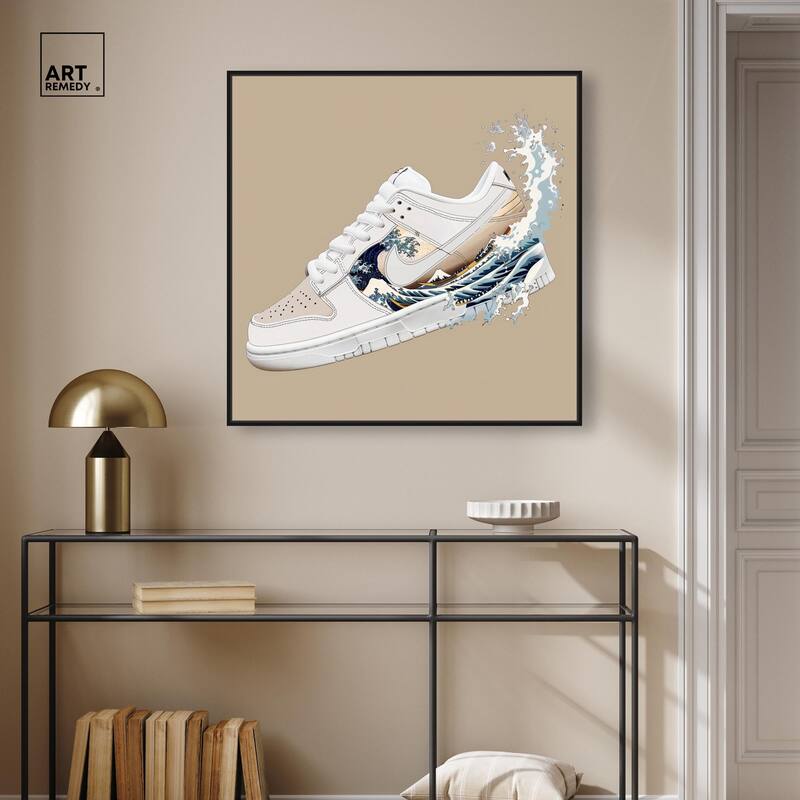Great Wave Sneaker Splash Canvas by Art Remedy