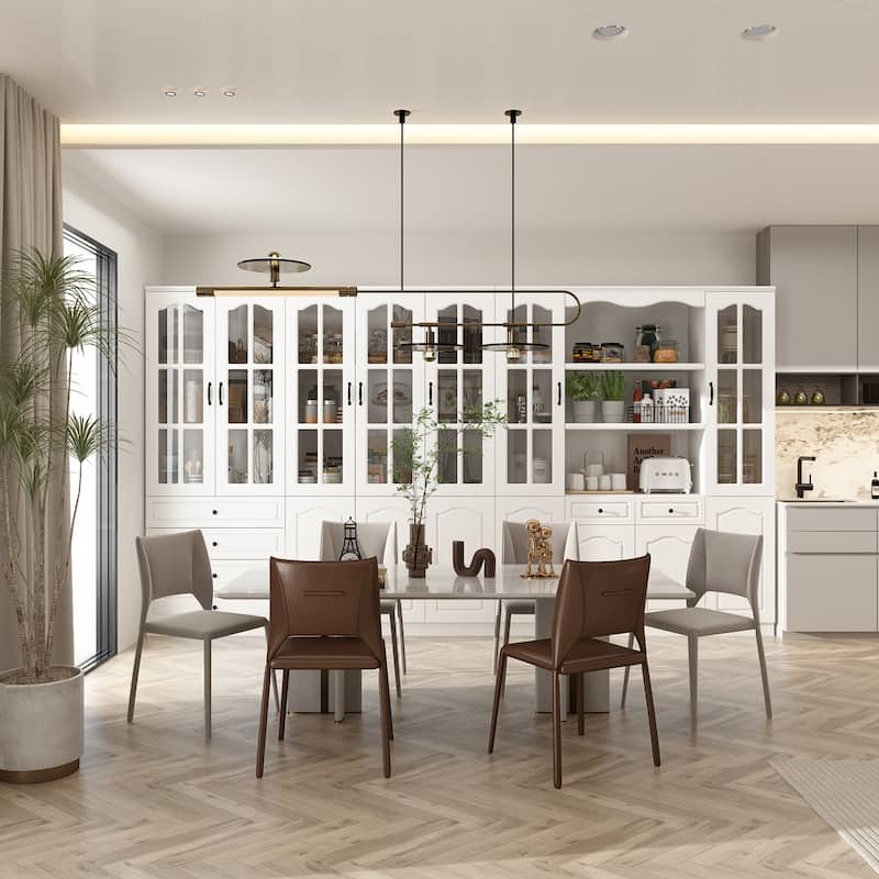 Kitchen Cabinet Clear Visibility Tempered Glass Showcase Combo Cabinet