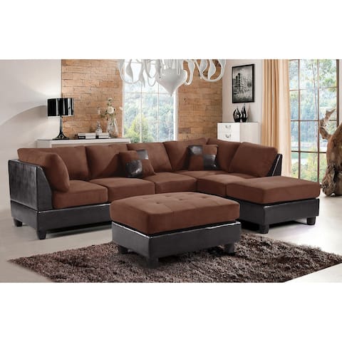 Pounder Faux Leather and Microsuede Sofa with Chaise