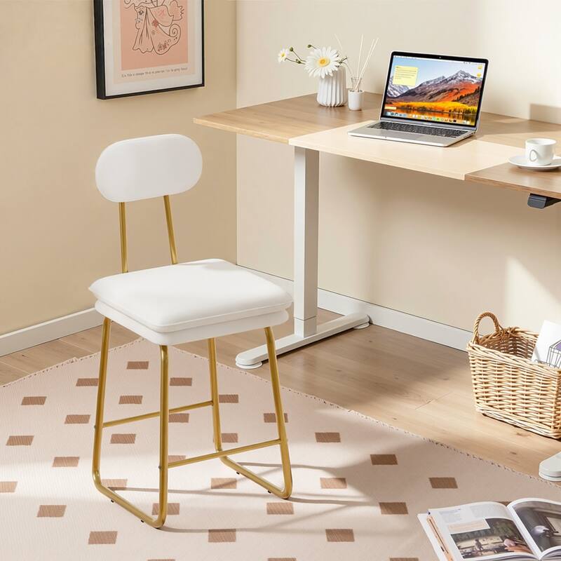 VECELO PU Leather Dining Chairs Set of 2/4/6 Modern Kitchen Island Stools with Backrest & Footrest Counter Height Bar Stools