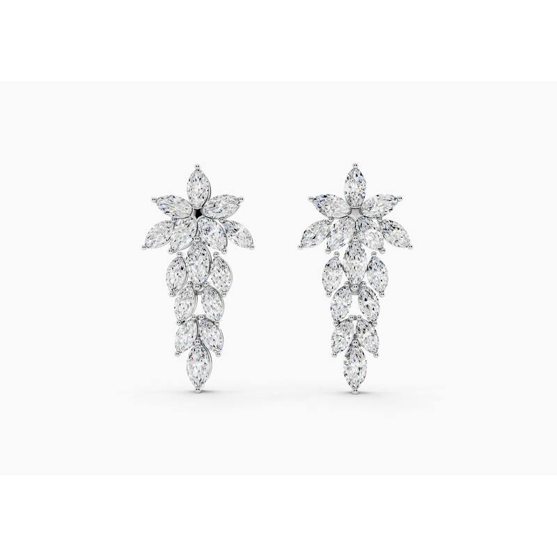 14K Gold Chandelier Marquise Lab Grown Diamond Fashion Drop Earrings 2.22 CTTW - White