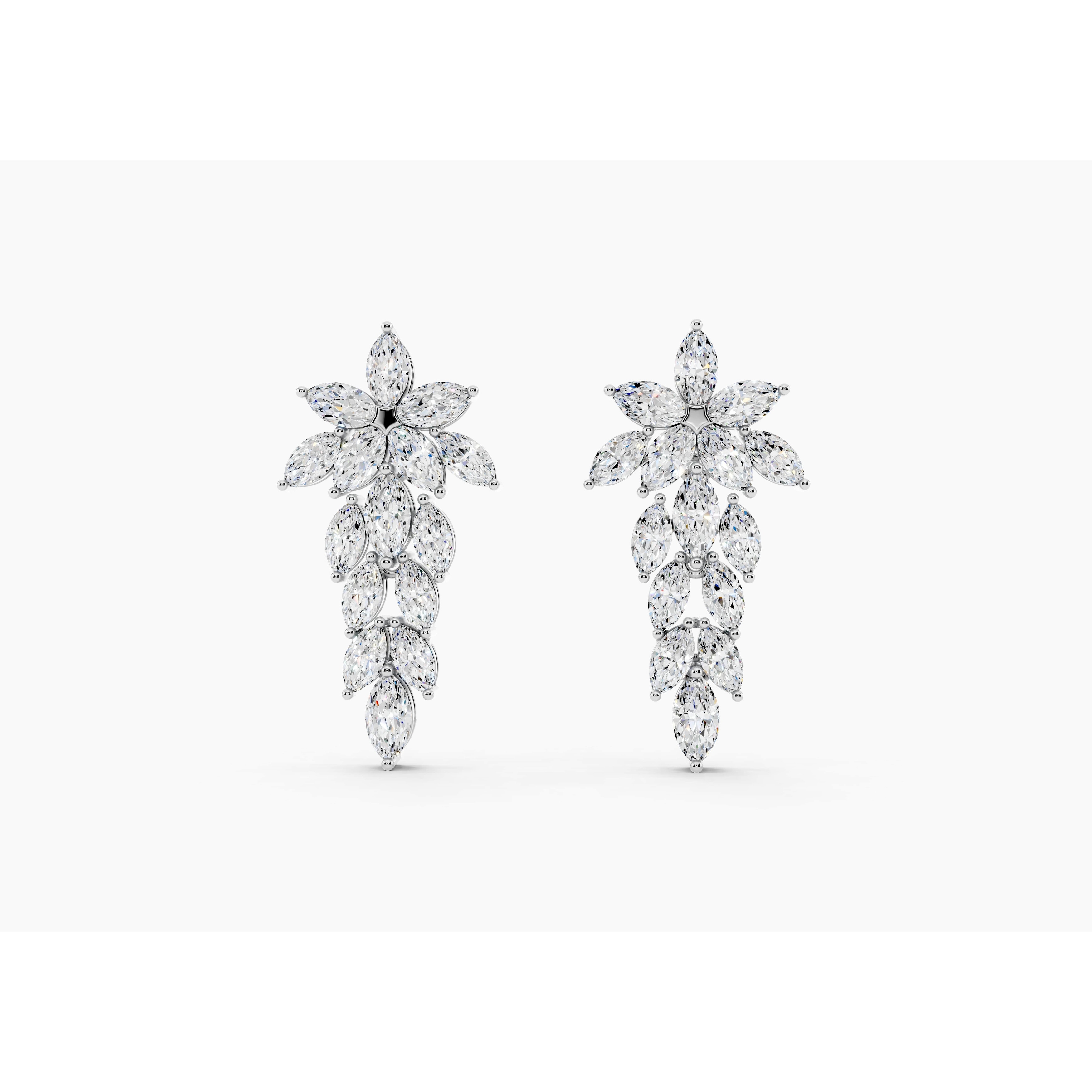 14K Gold Chandelier Marquise Lab Grown Diamond Fashion Drop Earrings 2.22 CTTW