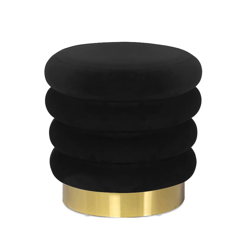 Adeco Round Velvet Ottoman Upholstered Foot Stool