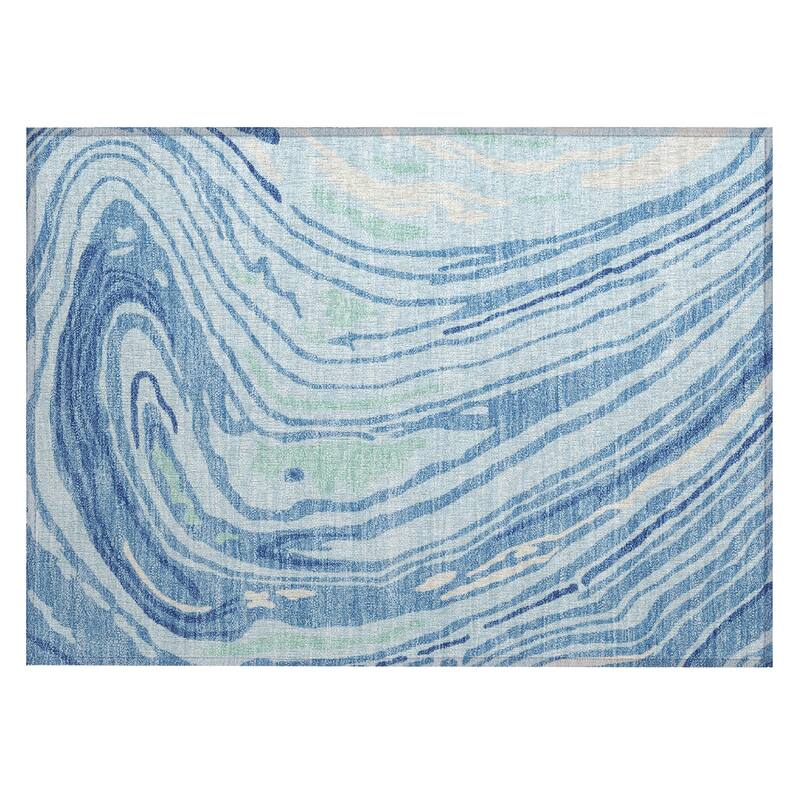 Machine Washable Indoor/ Outdoor Abstract Brushstrokes Chantille Rug