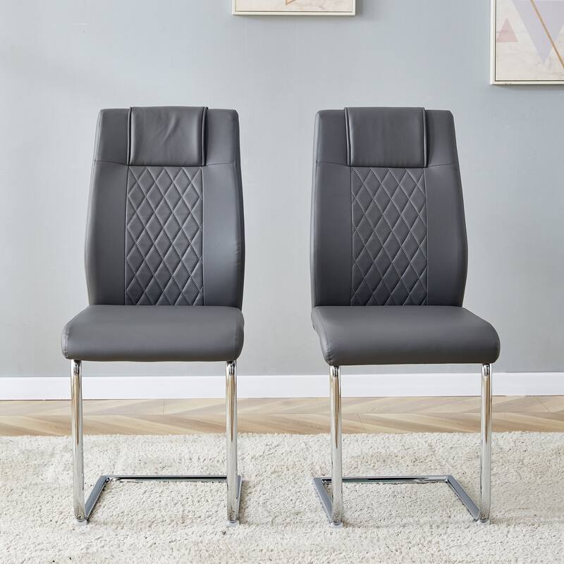 Roomfitters PU Dining Chairs with Metal Legs, Upholstered Set of 6 for Kitchen, Bedroom or Dining Room