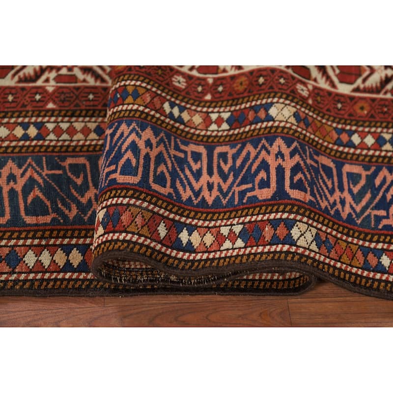 Pre-1900 Antique Vegetable Dye Shirvan Persian Wool Carpet - 4'10" x 8'7"