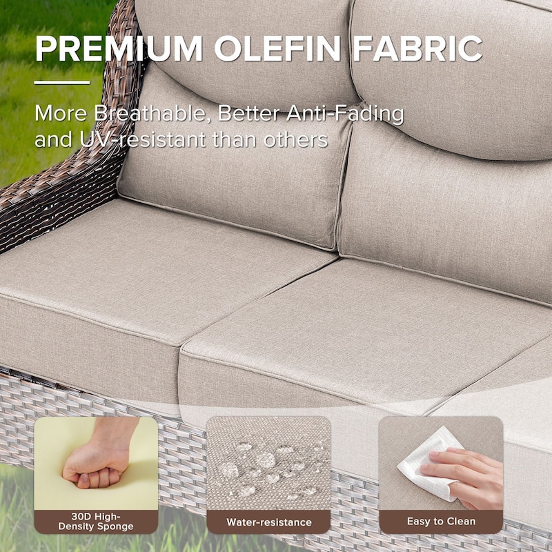 Gymojoy 72'' 3-Seat Outdoor Durable Sofa with 6-Inch Ultra-Plush Cushions & Water-Resistant Olefin Fabric