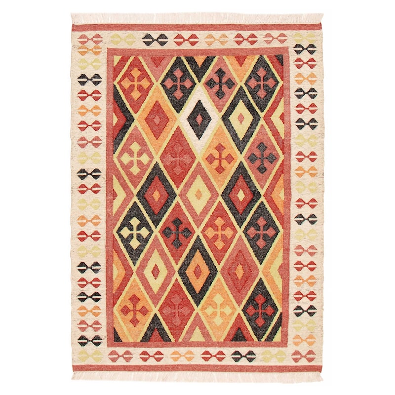 Ankara FW Red Kilim 5'6" x 7'9" - 5'6 x 7'9 - Red - 5'6 x 7'9