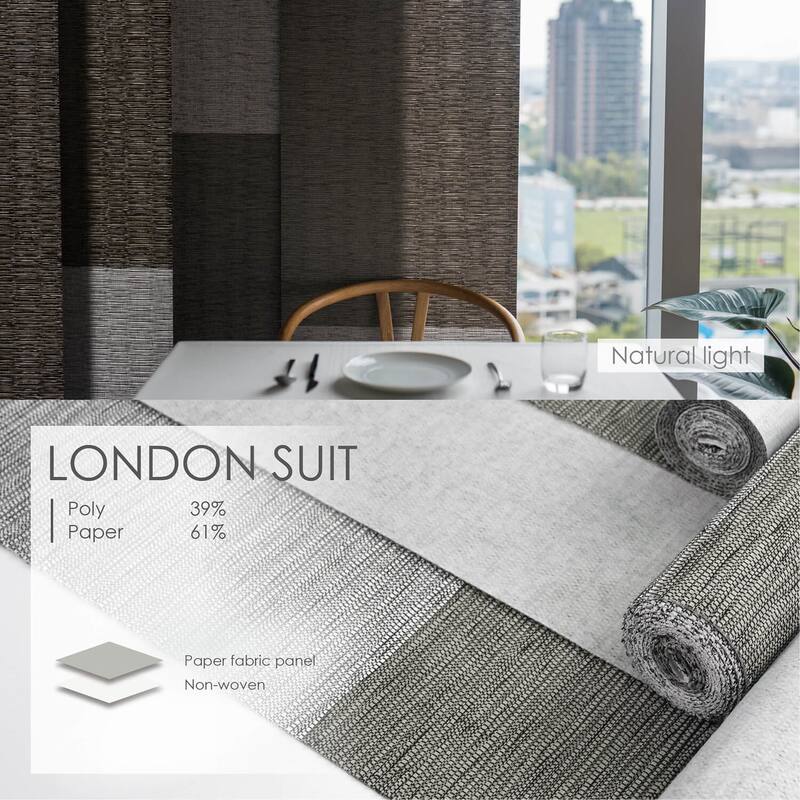 GoDear Design Natural Woven Adjustable Sliding Panel Track Blinds, Vertical Blinds, City Series, 45.8"- 86" W x 96" L