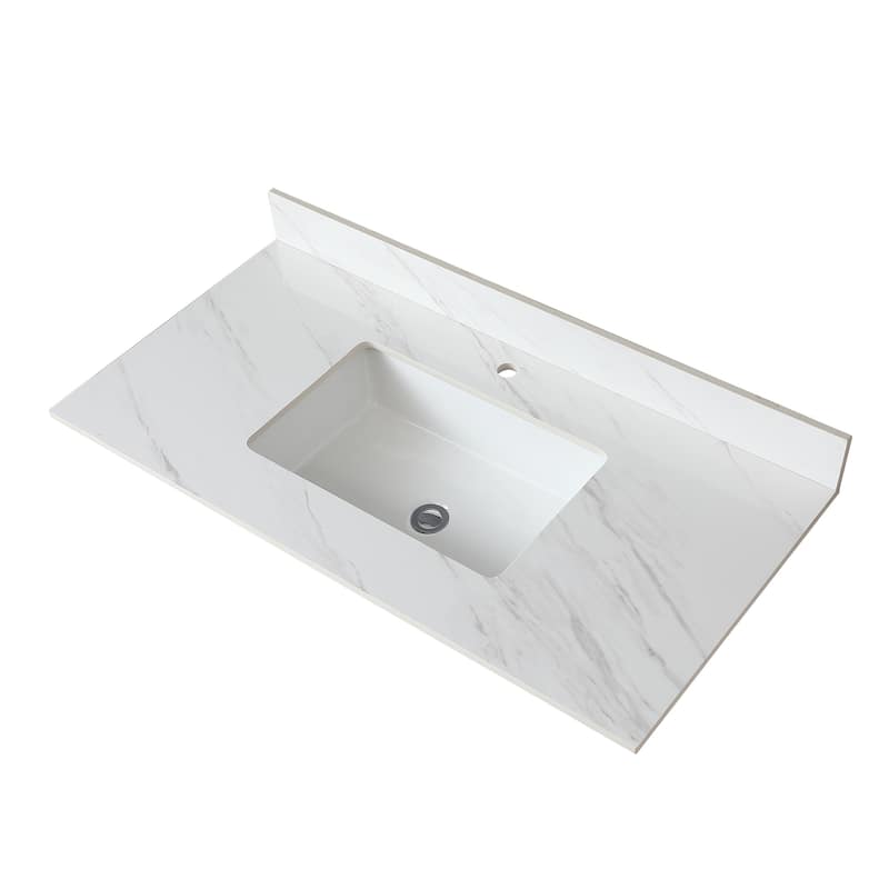 43" Marble Vanity Top with 1 Pre-drilled Faucet Holes, Undermount Sink