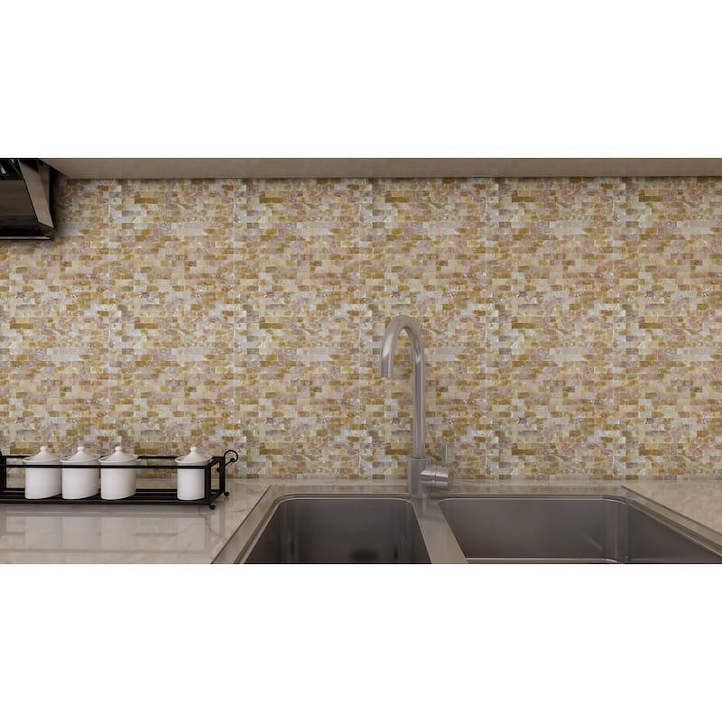 Art3d Peel and Stick Mother of Pearl Shell Tile for Kitchen Backsplash/Bathroom White Rectangle Seamless 6-Pack