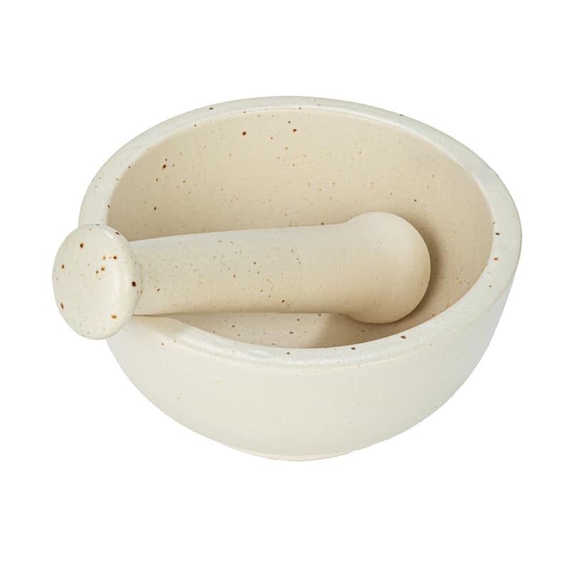 Stoneware Mortar and Pestle Set, Set of 2 - 8.0"L x 8.0"W x 3.5"H