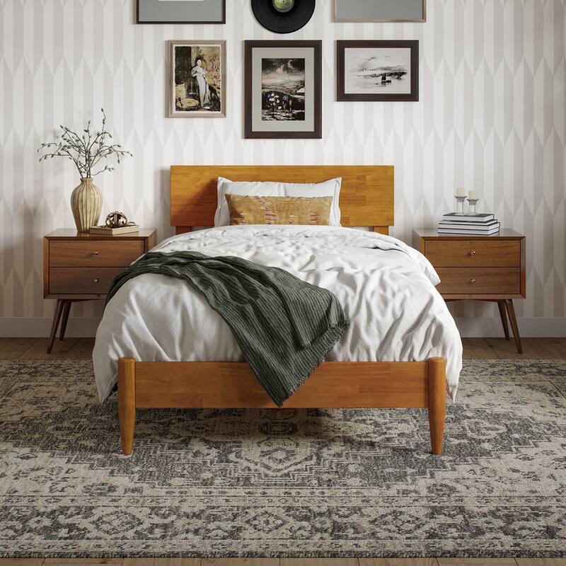 Aria Solid Wood Modern Low Profile Platform Bed