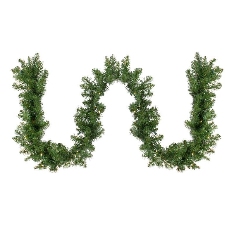 50'x8" Buffalo Fir Christmas Commercial Garl& - Warm White LED Lights