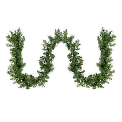 50'x8" Buffalo Fir Christmas Commercial Garl& - Warm White LED Lights