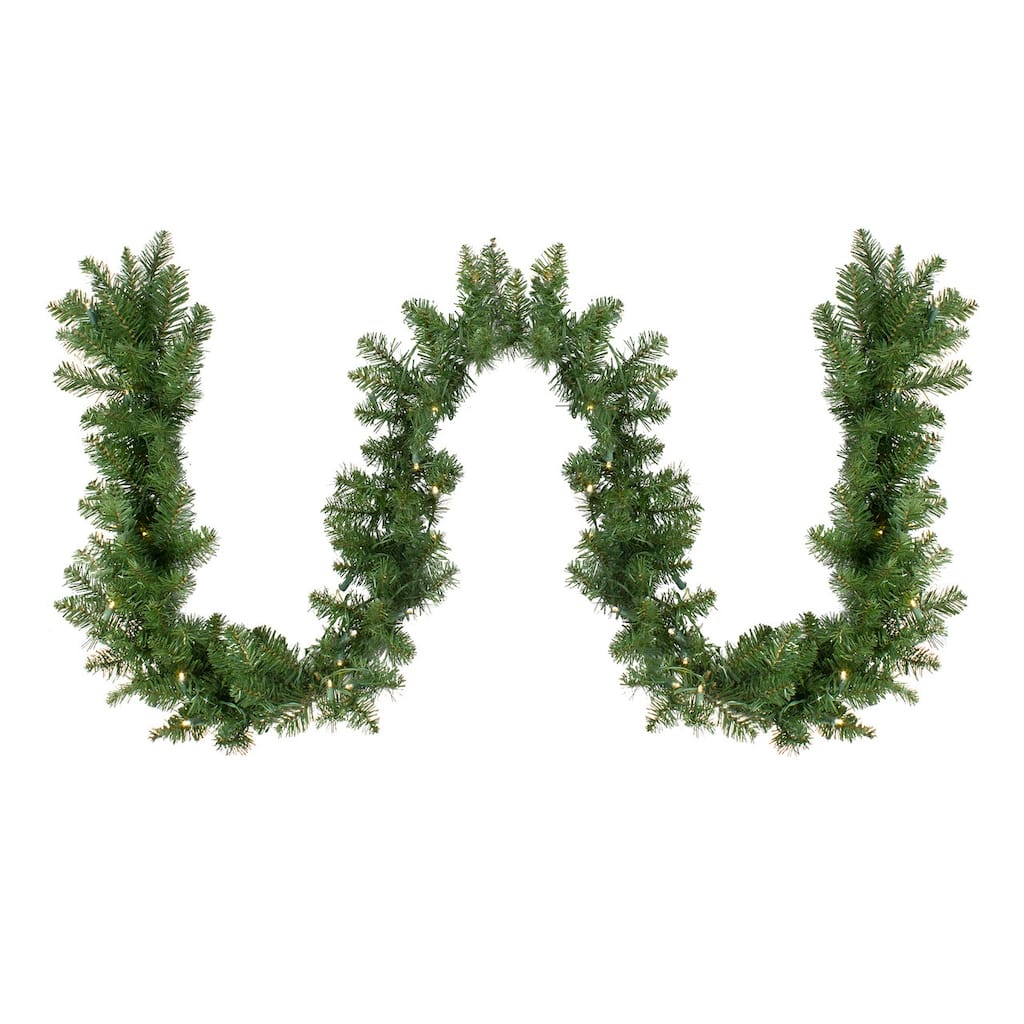 50'x8" Buffalo Fir Christmas Commercial Garl& - Warm White LED Lights